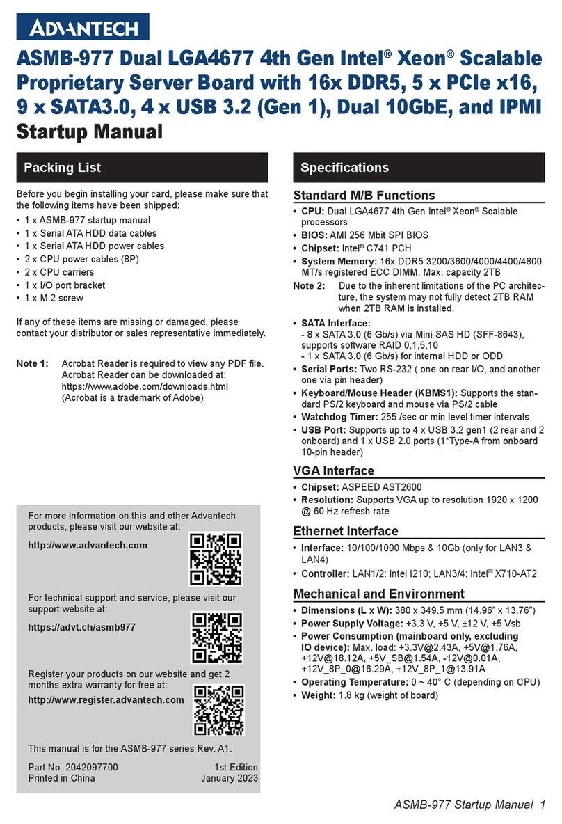 Advantech ASMB-977 Installation and operation manual