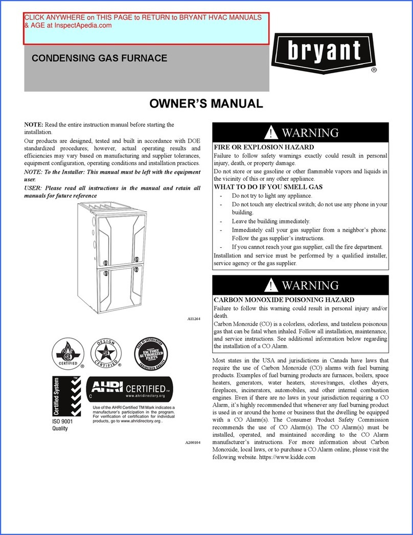 Bryant A11264 owner's manual
