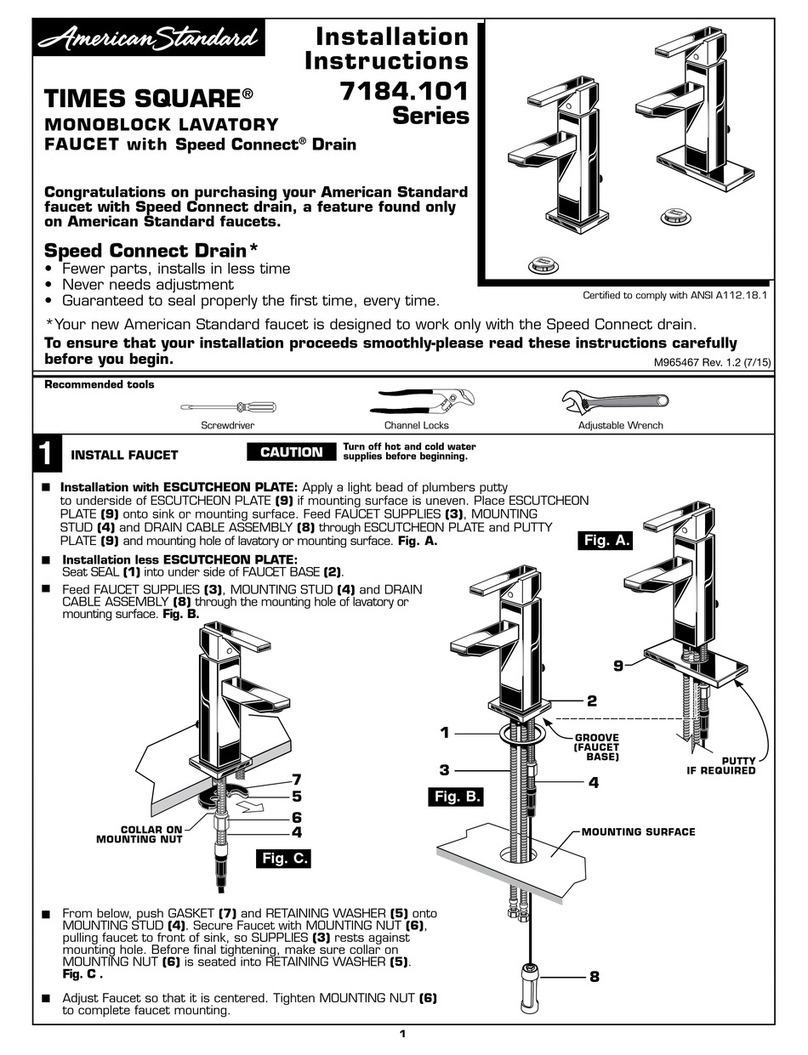 American Standard TIMES SQUARE 7184.101 Series User manual