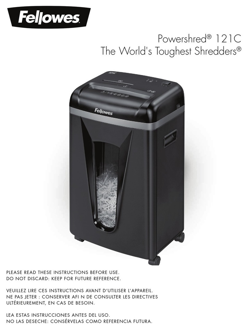 Fellowes Powershred 121C quick start guide