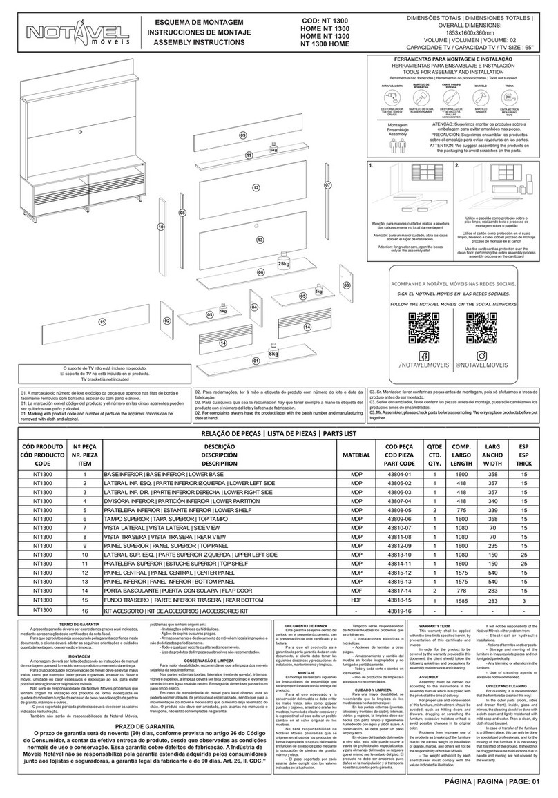 Notável Móveis NT 1300 Assembly instructions
