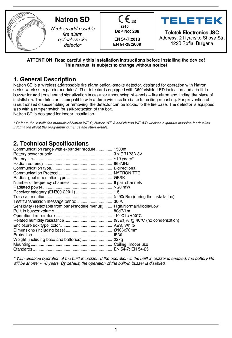 Teletek electronics Natron SD quick start guide