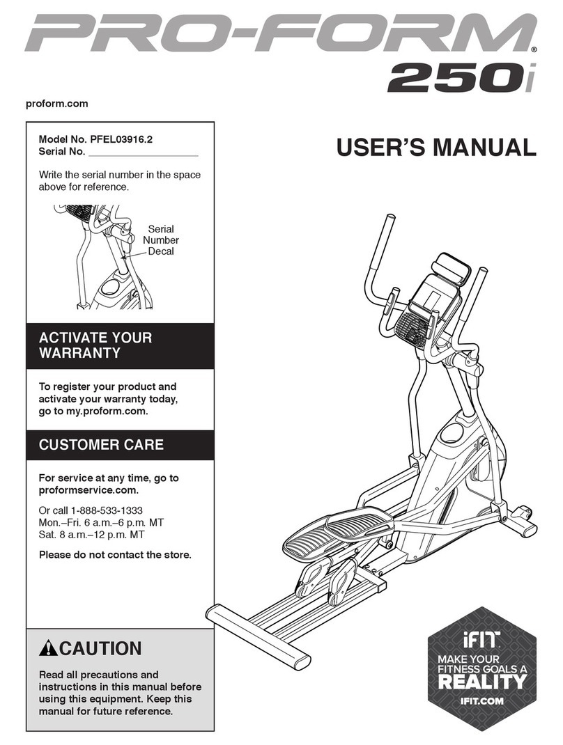 ICON Health & Fitness PRO-FORM 250i user manual