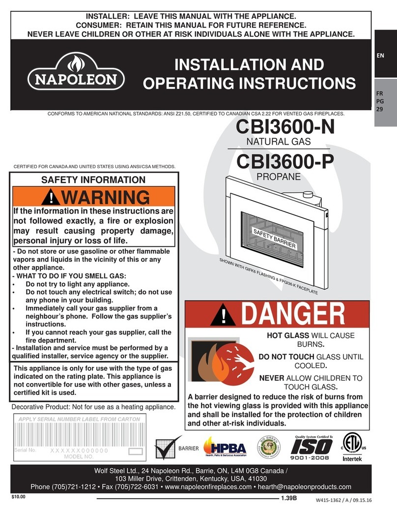 Napoleon CBI3600-N Installation and operating instructions