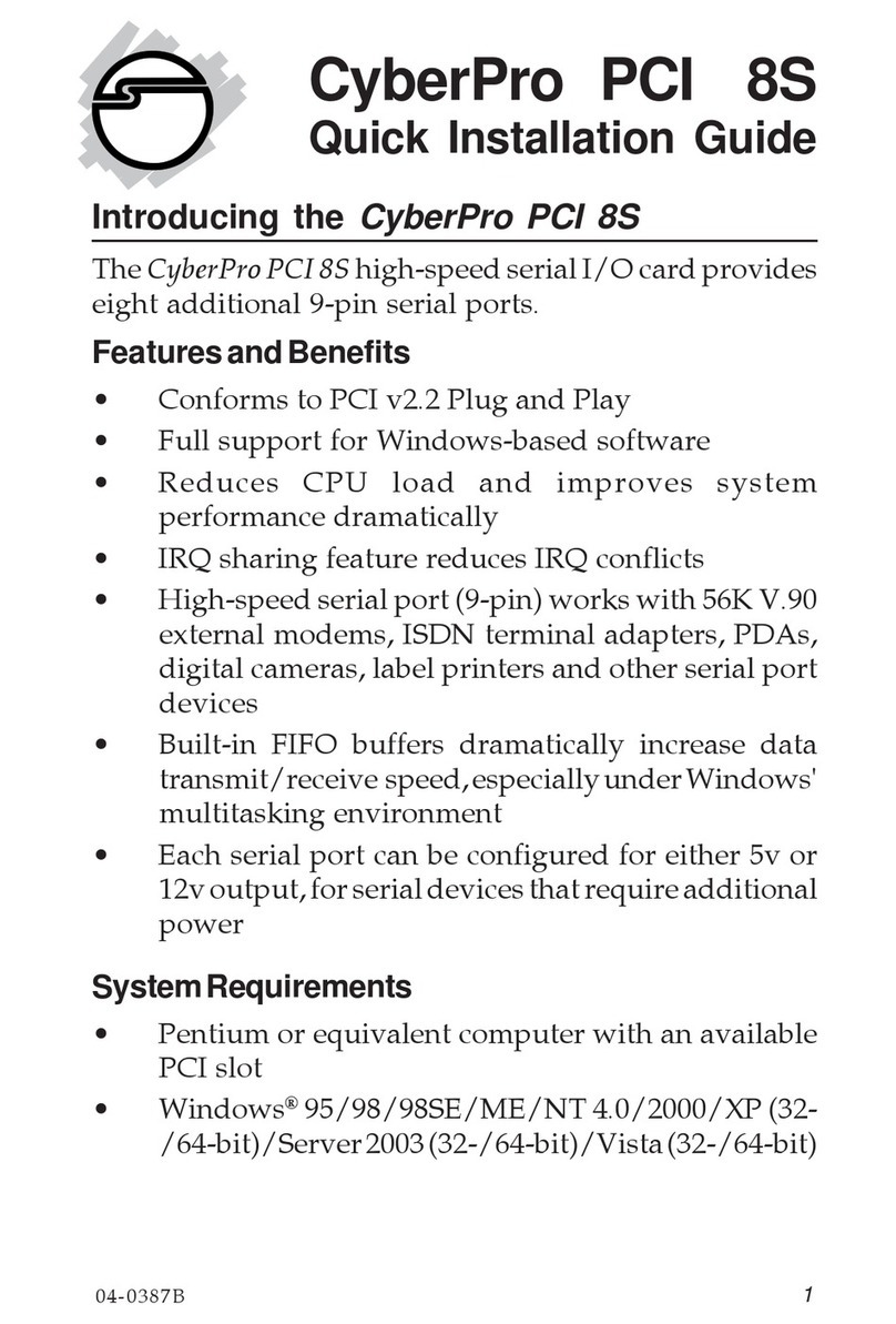 SIIG CyberPro PCI 8S User manual