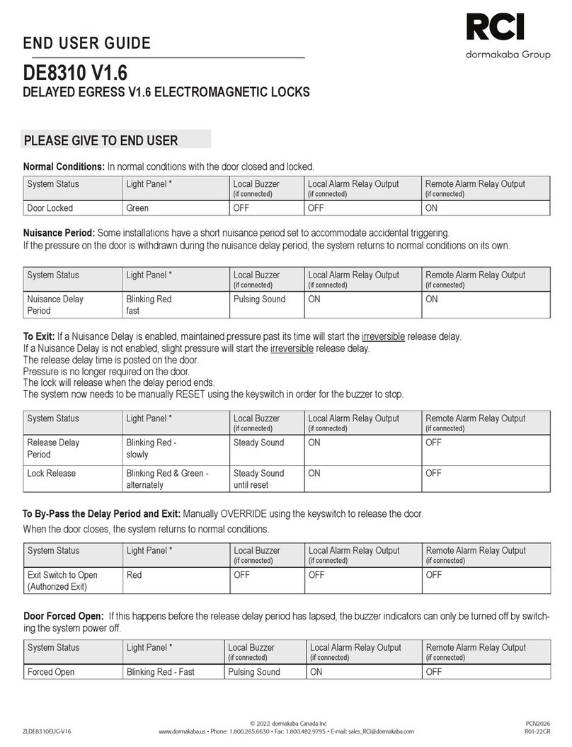 Dormakaba RCI DE8310 User manual