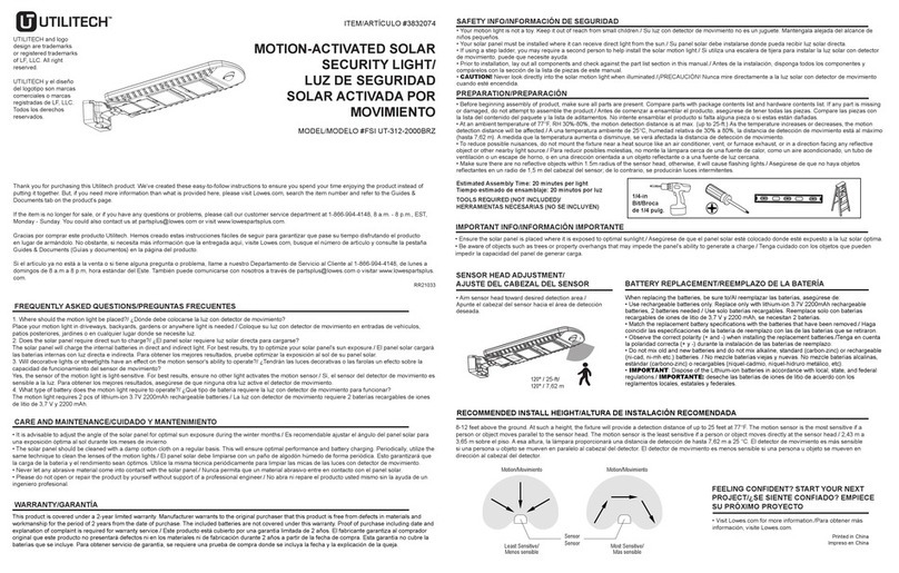 Utilitech FSI UT-312-2000BRZ quick start guide