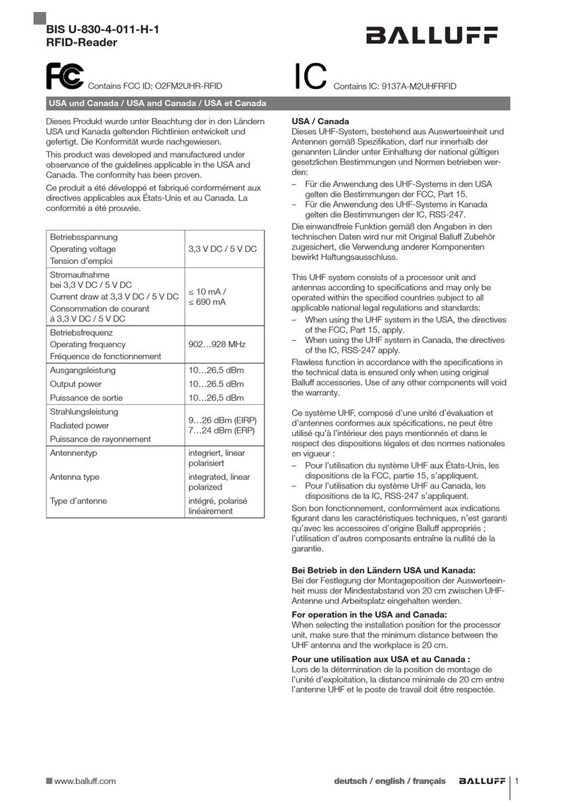 Balluff BIS U-830-4-011-H-1 quick start guide