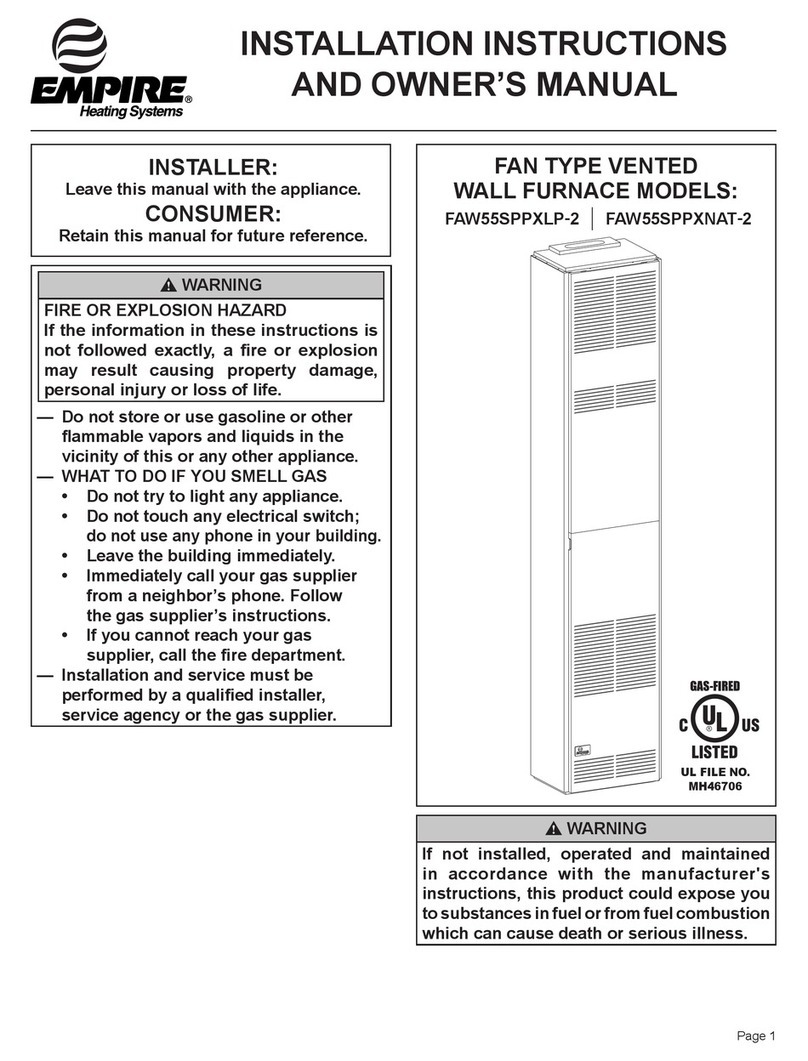 Empire Heating Systems FAW55SPPXLP-2 Quick start guide