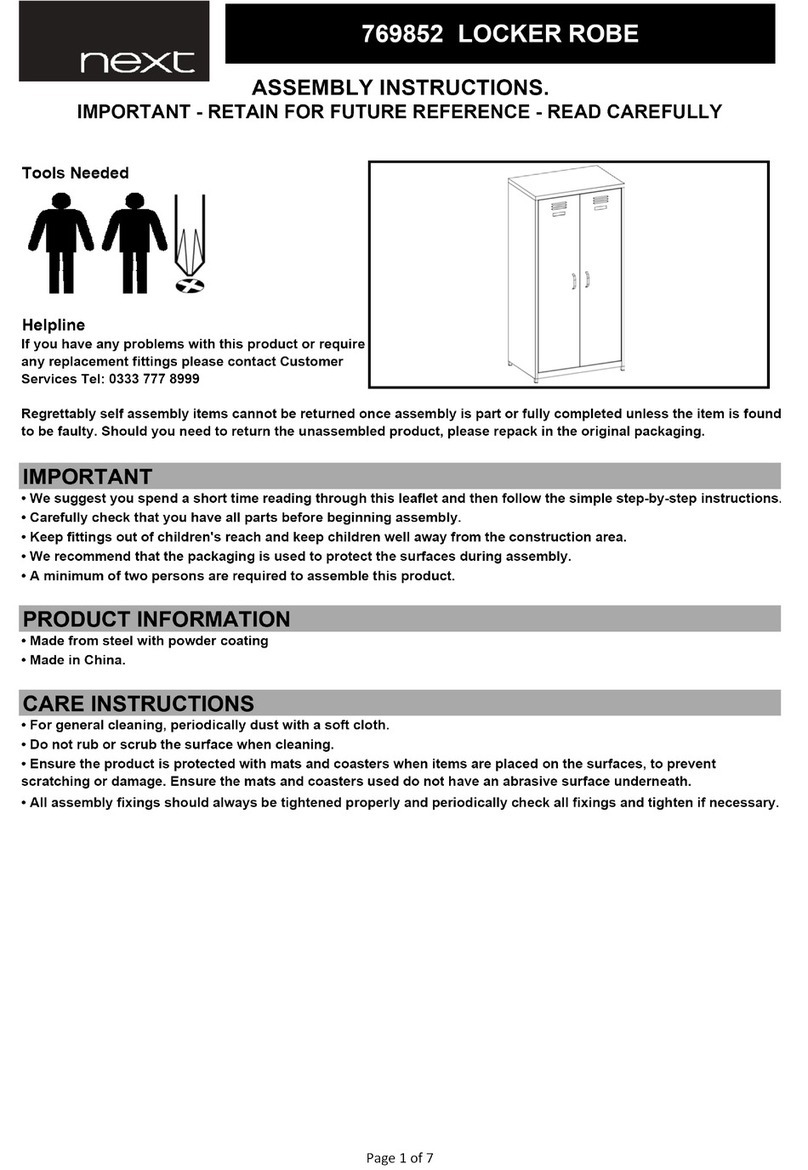 Next LOCKER ROBE 769852 User manual Next LOCKER ROBE 769852 User manual