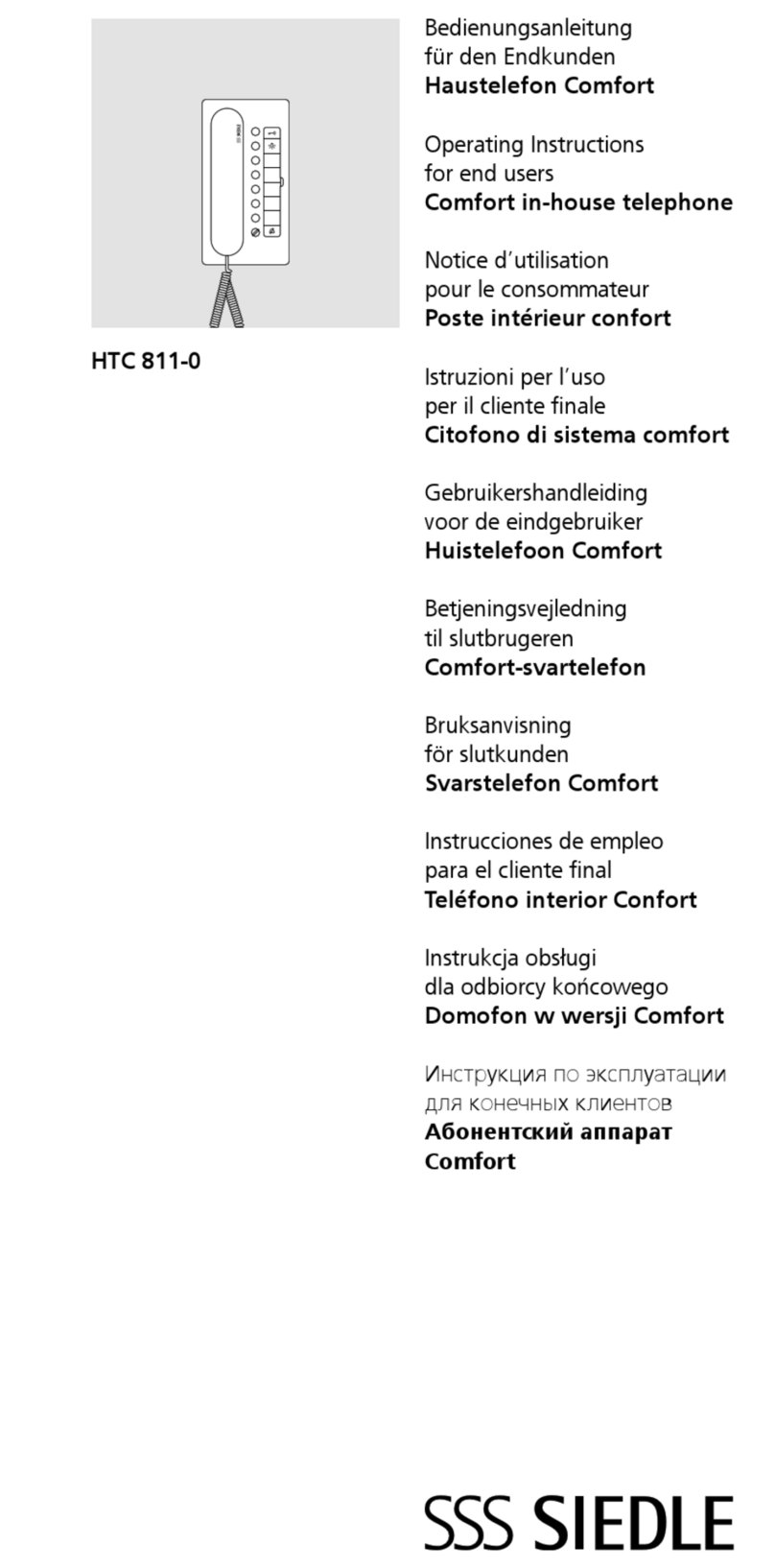 SSS Siedle Comfort HTC 811-0 User manual