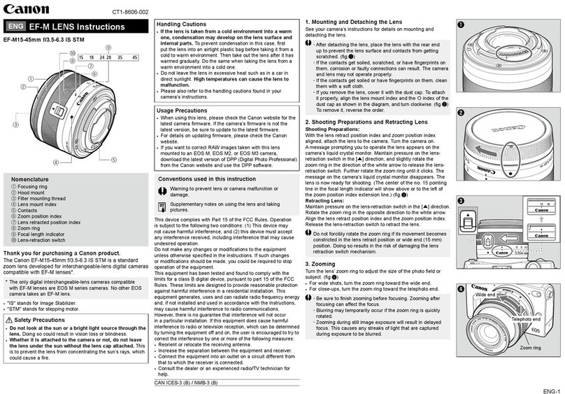 Canon M IS /3.5-6.3f mm15-45M-E instructions