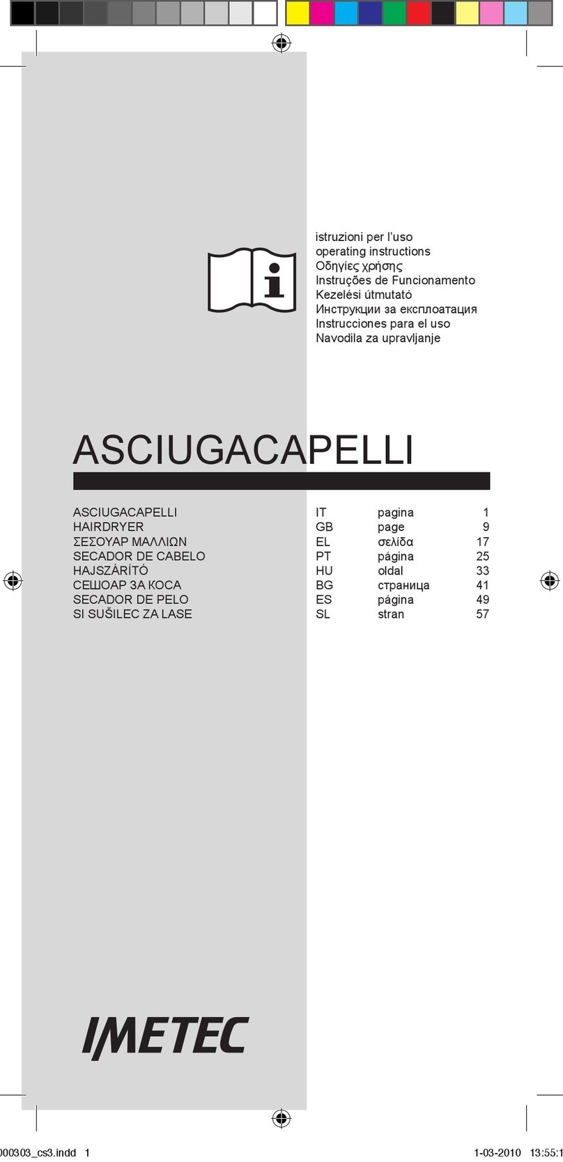 Imetec Asciugacapelli operating instructions