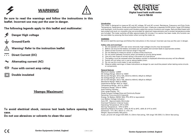 Durite 0-798-50 quick start guide