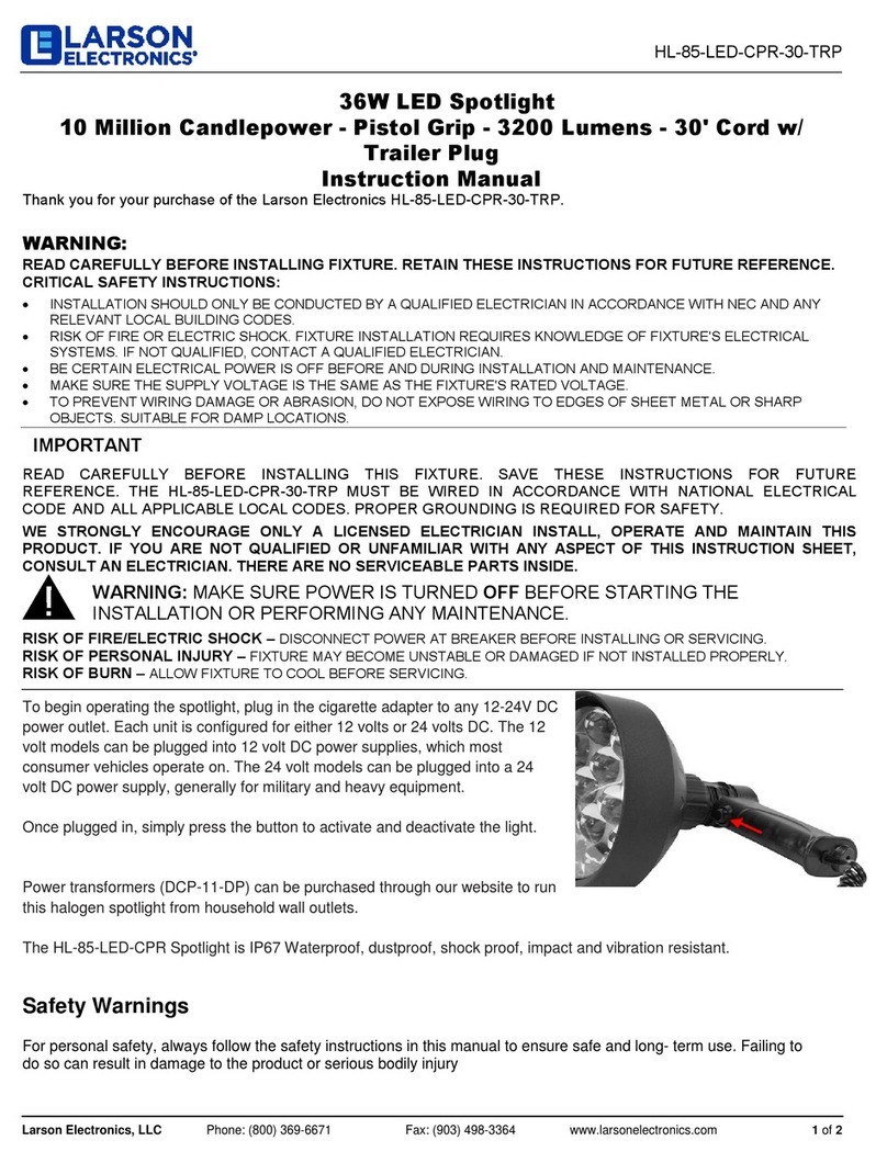 Larson Electronics HL-85-LED-CPR-30-TRP instruction manual Larson Electronics HL-85-LED-CPR-30-TRP instruction manual