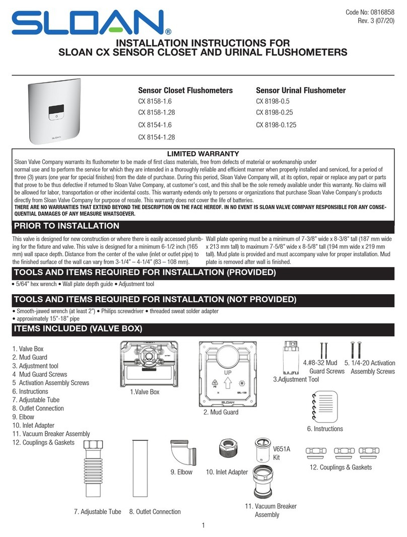 Sloan CX 8154-1.6 installation instructions Sloan CX 8154-1.6 installation instructions