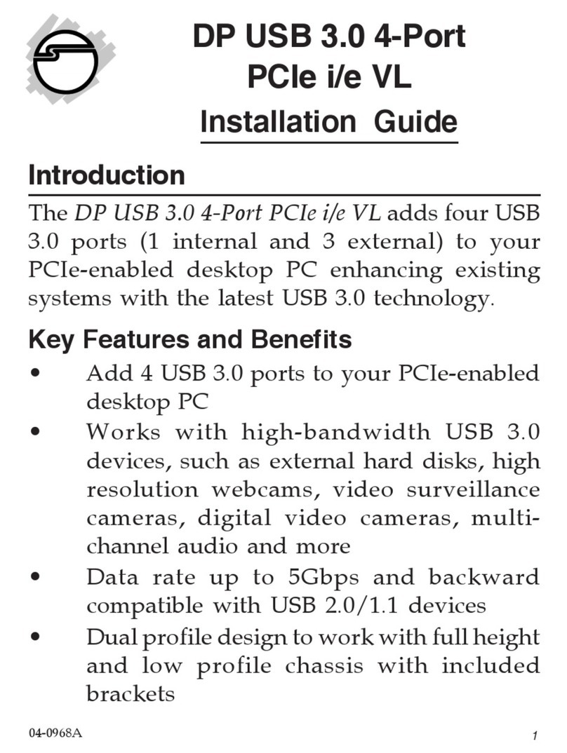 SIIG DP USB 3.0 4-Port PCIe i/e VL installation guide