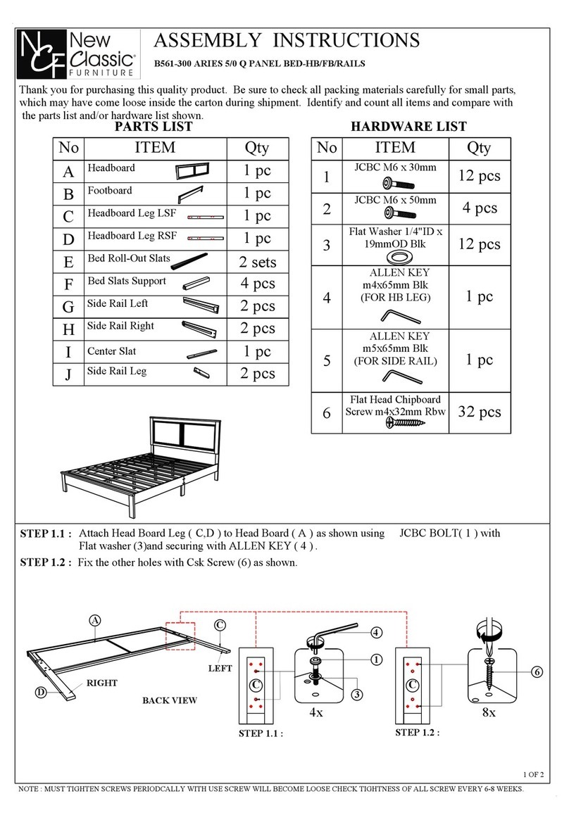 New Classic Furniture B561-300 ARIES 5/0 Q PANEL BED-HB/FB/RAILS Assembly instructions New Classic Furniture B561-300 ARIES 5/0 Q PANEL BED-HB/FB/RAILS Assembly instructions