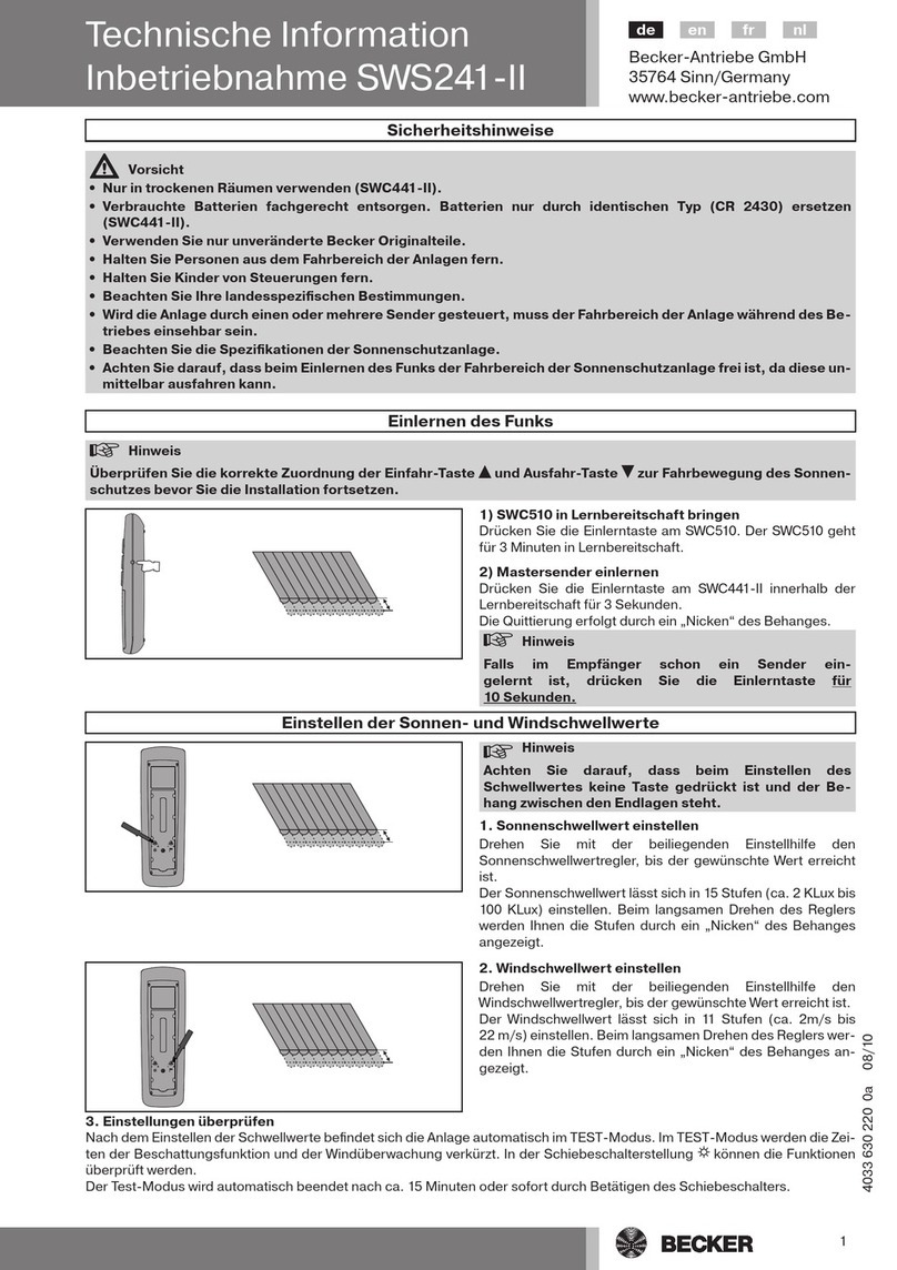 Becker SunWindSet SWS241-II Manual