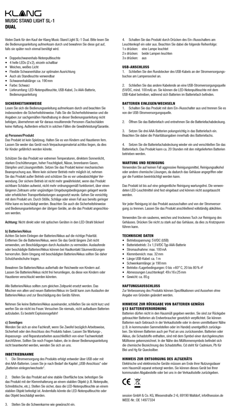 Klang SL-1 DUAL instruction manual