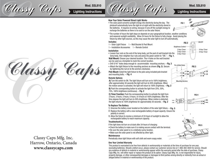 Classy Caps SSL810 Lighting instructions