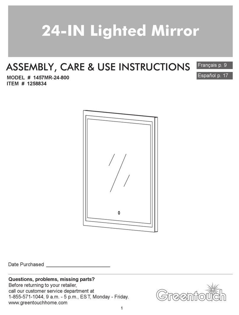 Greentouch 1457MR-24-800 Assembly / care & use instructions