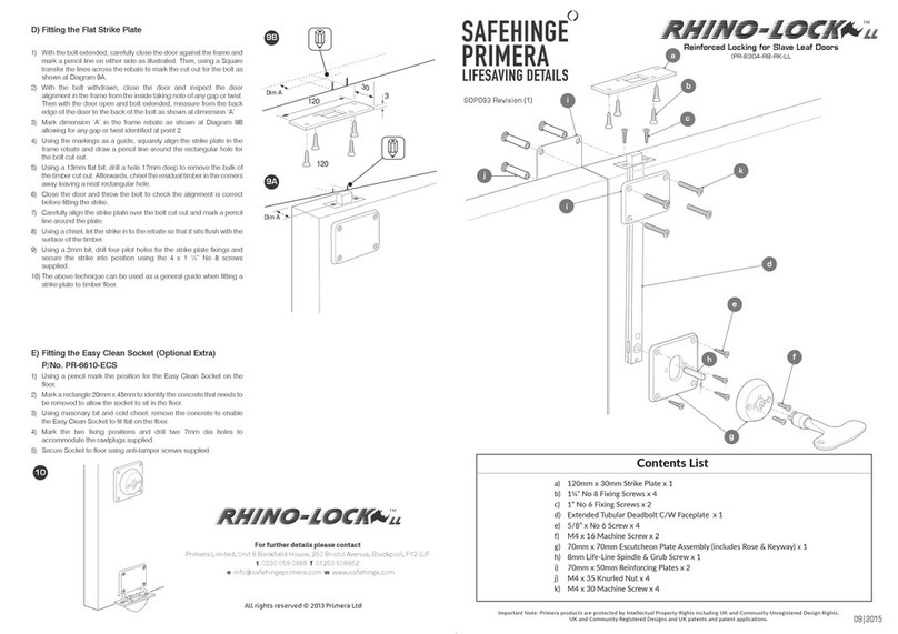 Primera SAFEHINGE RHINO-LOCK PR-6304-RB-RK-LL manual