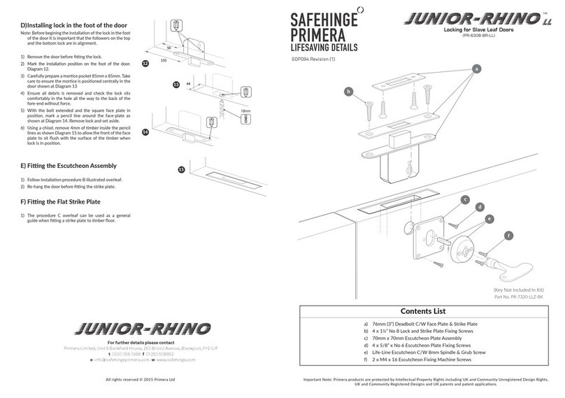 Primera SAFEHINGE JUNIOR-RHINO PR-6308-BR-LL manual