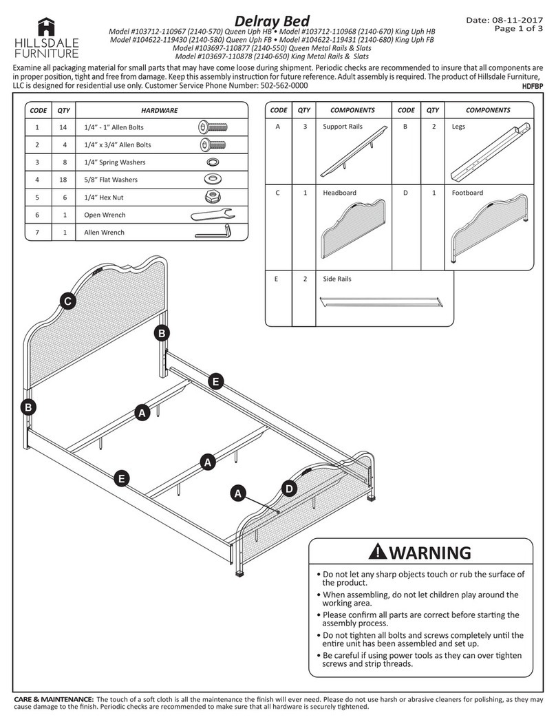 Hillsdale Furniture Delray 103712-110967 quick start guide