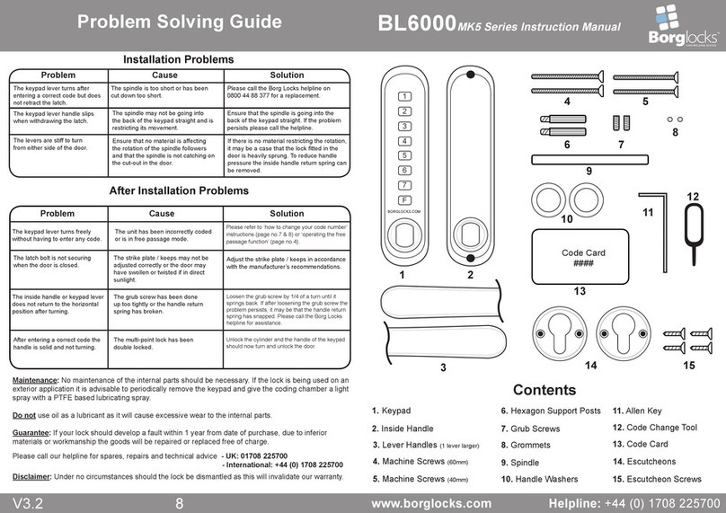 Borglocks MK5 Series instruction manual