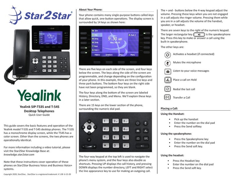 Yealink Star2Star SIP-T53S Instruction manual