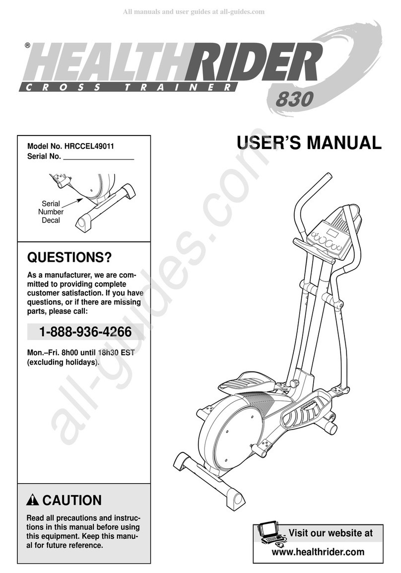 HEALTH RIDER 830 User manual