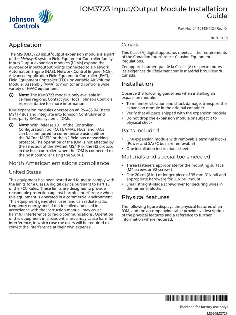 Johnson Controls MS-IOM3723 User manual Johnson Controls MS-IOM3723 User manual