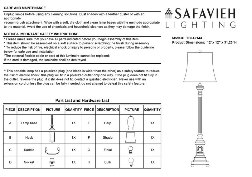 Safavieh COLLIN TBL4214A quick start guide Safavieh COLLIN TBL4214A quick start guide