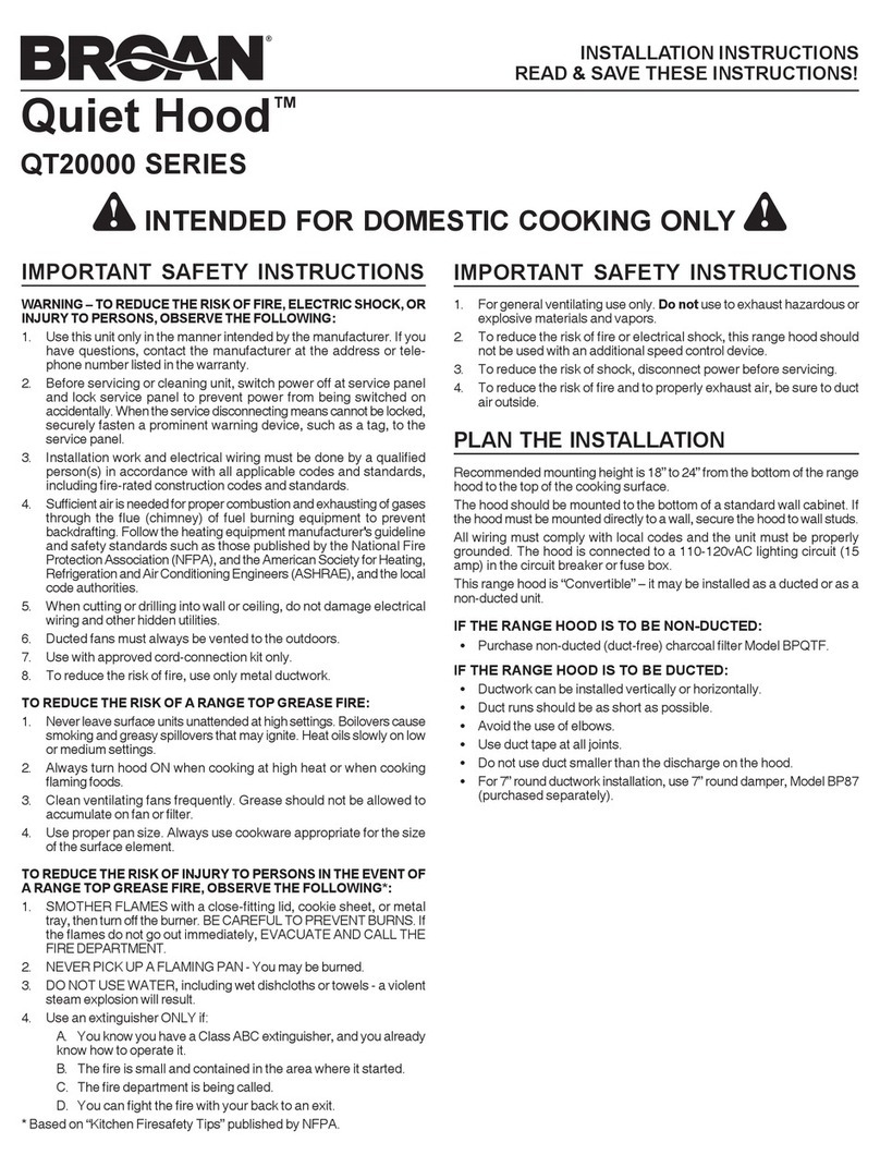 Broan Quiet Hood QT242BL User manual