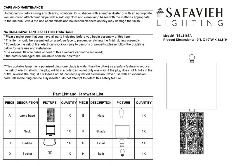 Safavieh ELISEO TBL4167A quick start guide