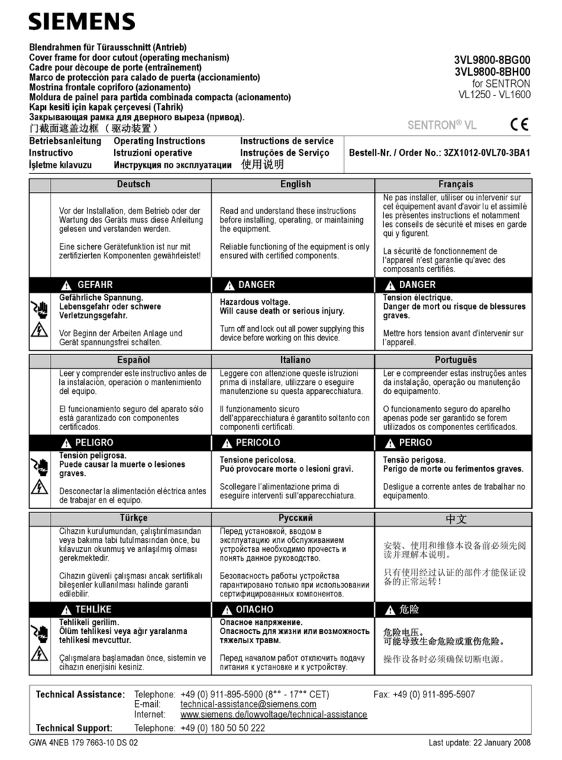 Siemens 3VL9800-8BG00 operating instructions