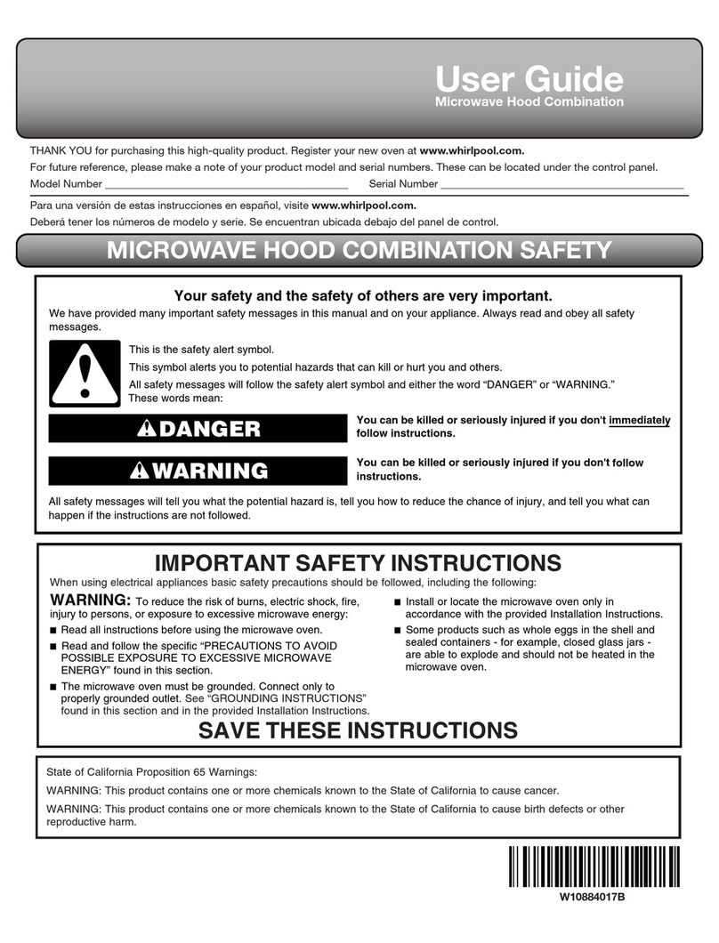 Whirlpool UMV1160FW0 user guide