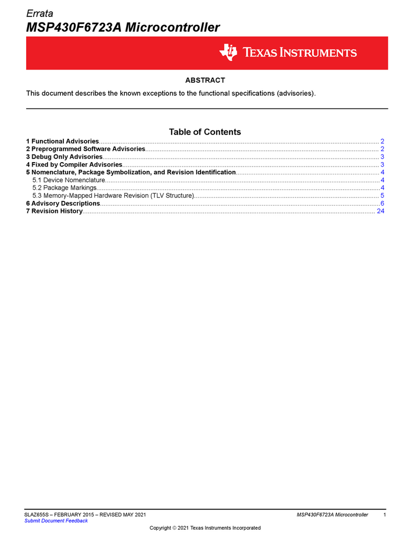 Texas Instruments MSP430F6723A Errata sheet Texas Instruments MSP430F6723A Errata sheet