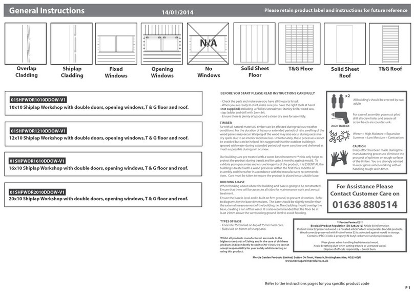 Mercia Garden Products 01SHPWOR1010DDOW-V1 Instruction manual