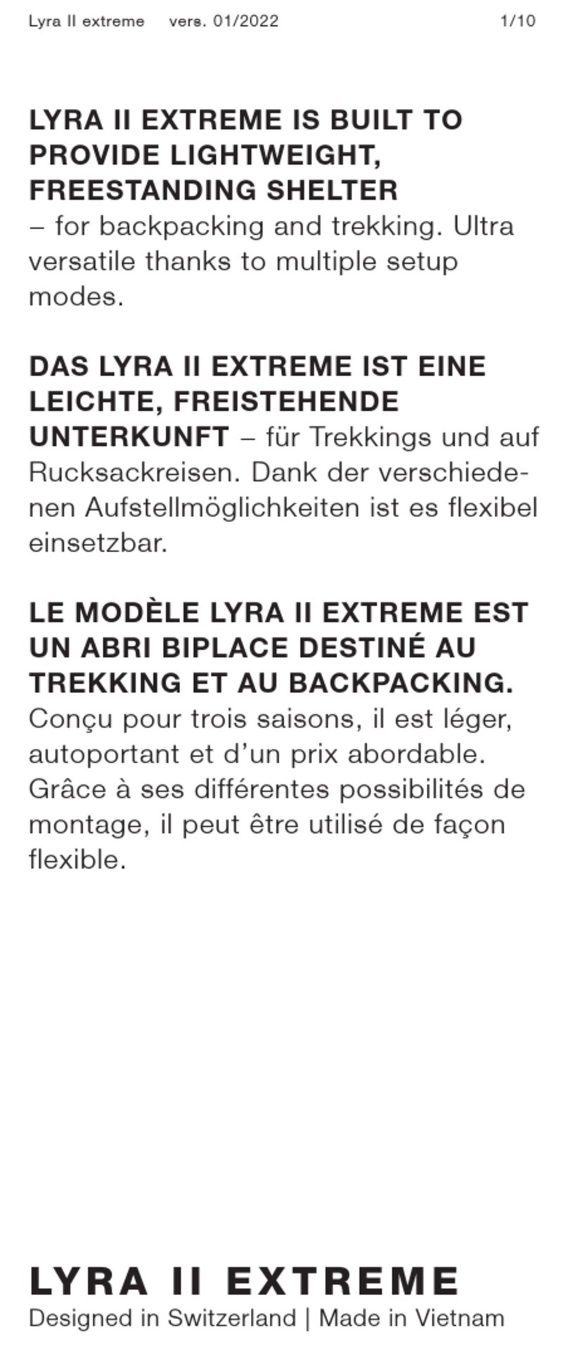 Exped LYRA II EXTREME User manual