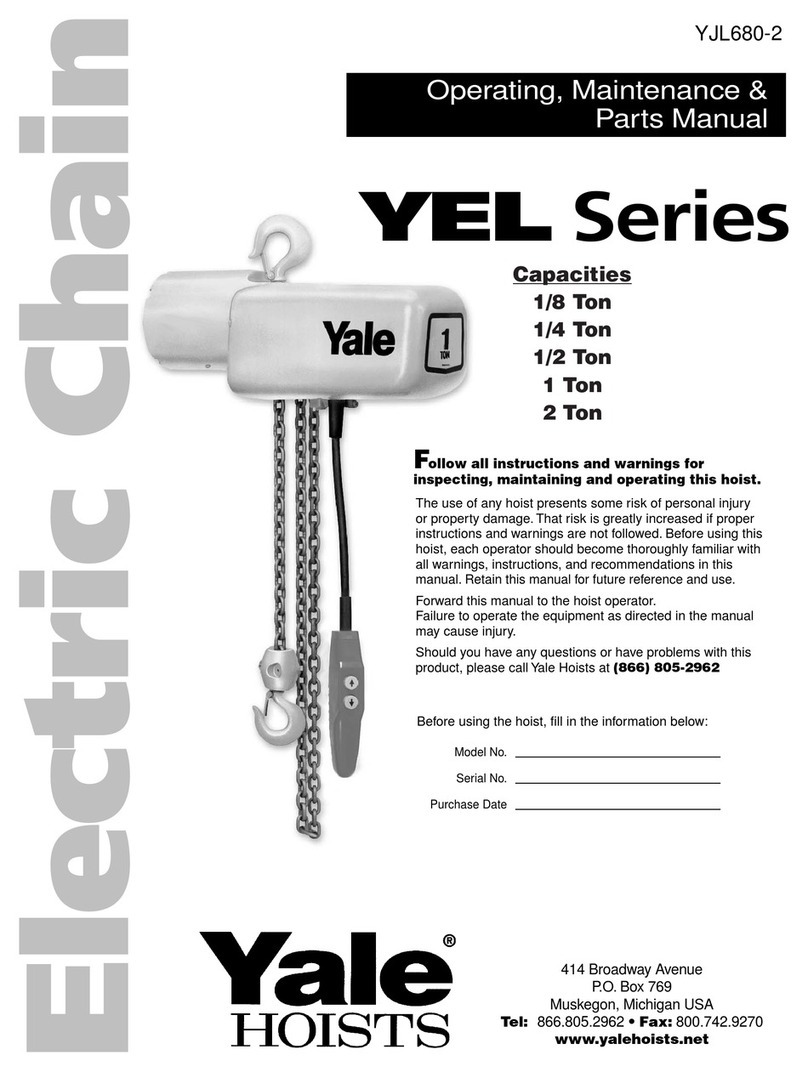 Yale HOISTS YEL Series Operating, Maintenance & Parts Manual