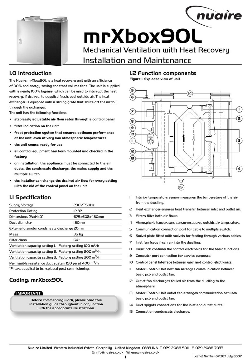 NuAire mrXbox90L Installation and Maintenance