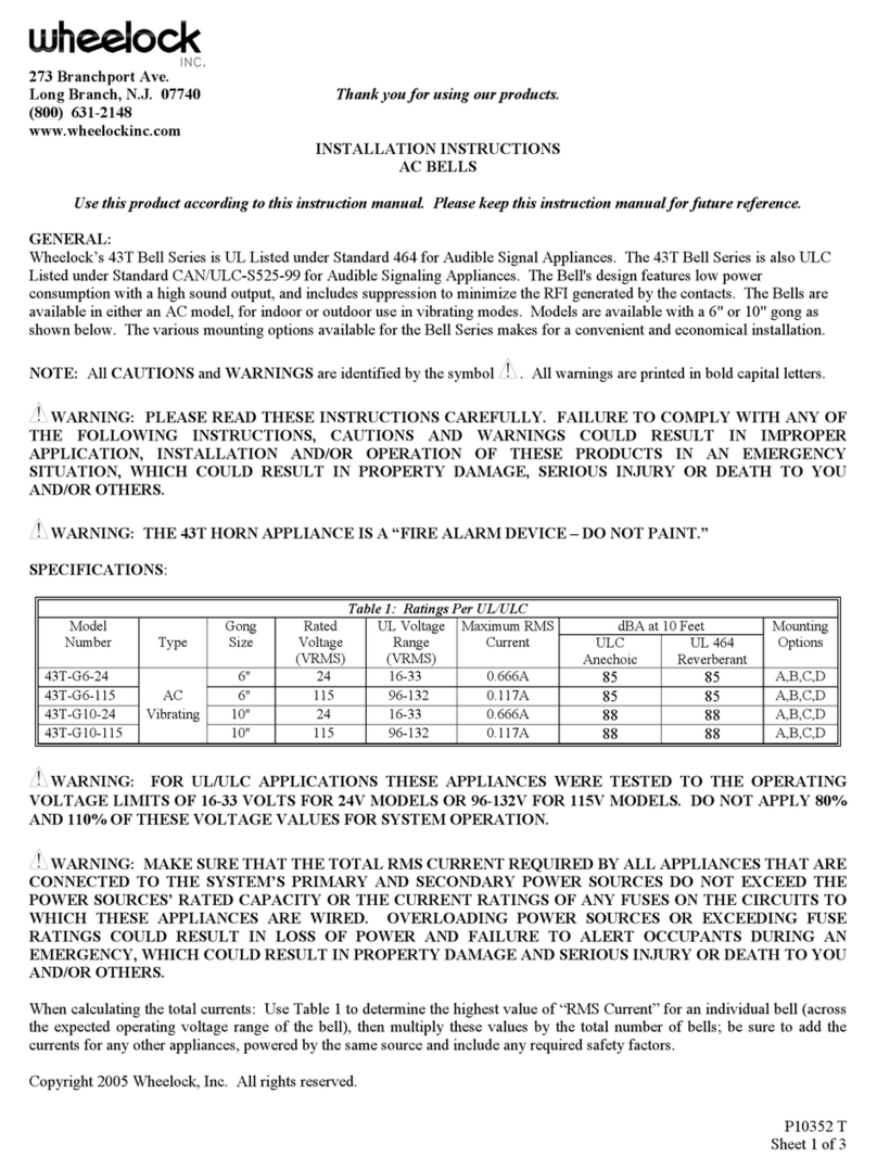 Wheelock 43T-G6-24 installation instructions