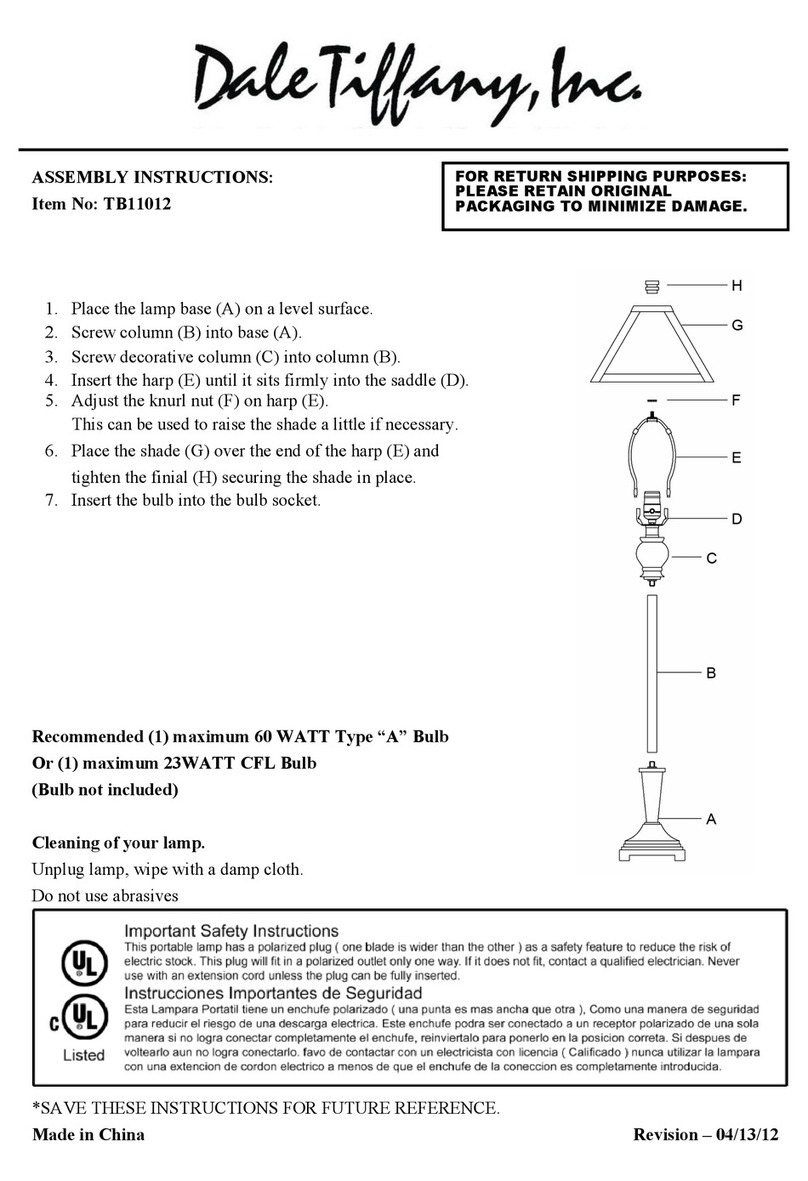 Dale Tiffany TB11012 quick start guide