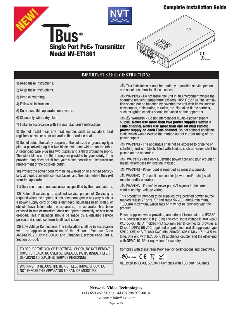 NVT NV-ET1801 Complete installation guide