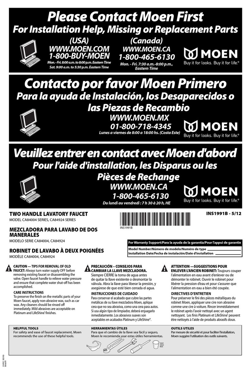 Moen CA84004 Series quick start guide