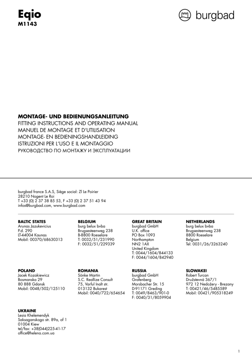 burgbad Eqio M1143 FITTING INSTRUCTIONS AND OPERATING MANUAL