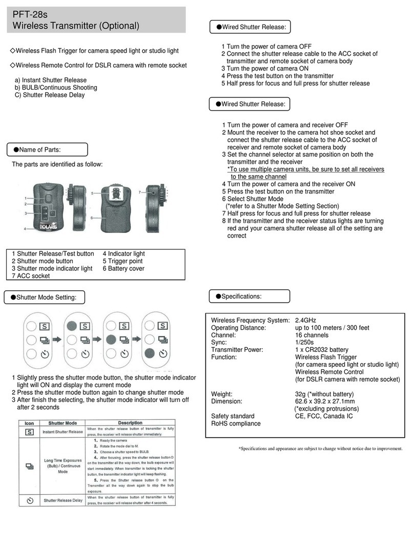 Polaris PFT-28s quick start guide