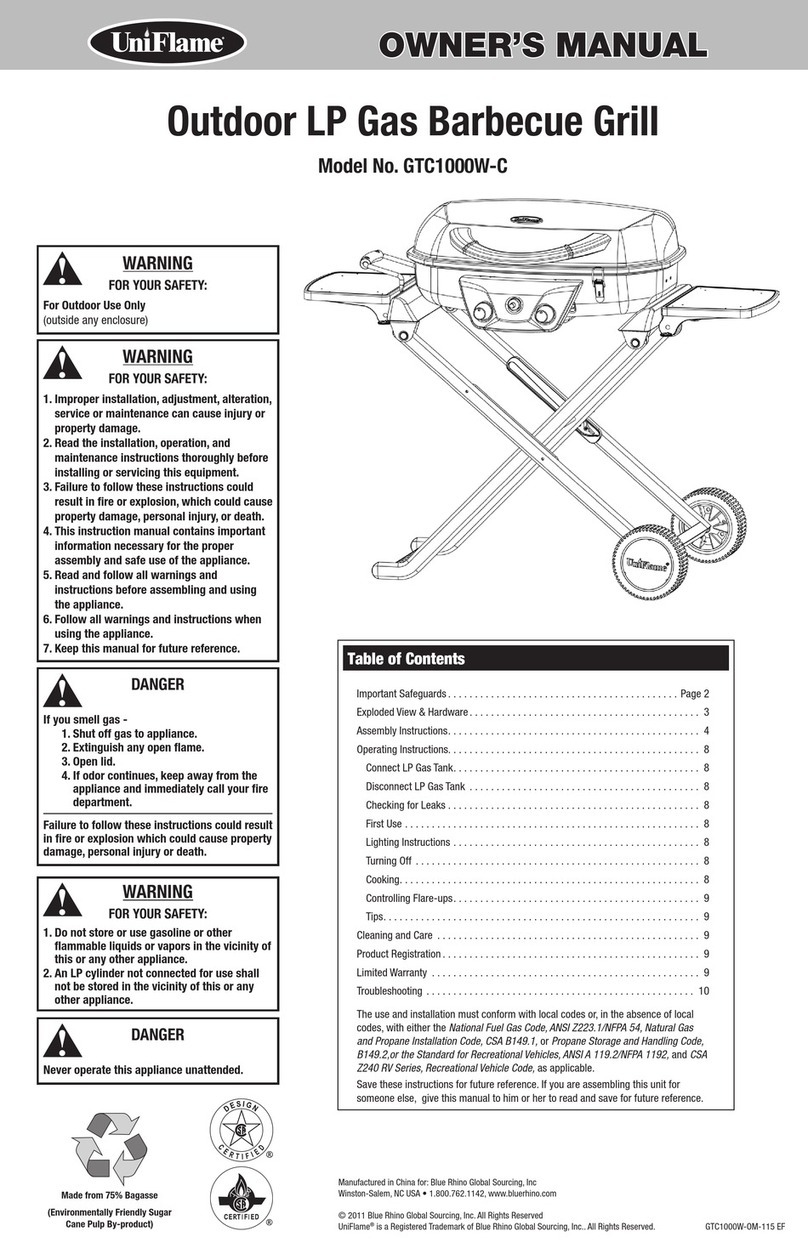 Uniflame GTC1000W-C owner's manual